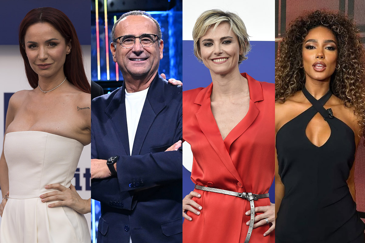 Andrea Delogu, Carlo Conti, Francesca Fialdini e Samira Lui Andrea Delogu, Carlo Conti, Francesca Fialdini e Samira Lui