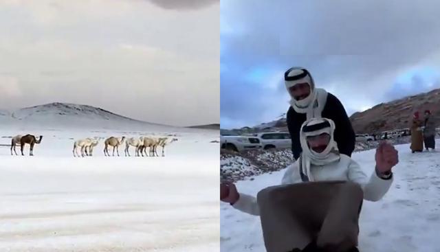 Neve nel deserto dell’Arabia Saudita: non accadeva da 30 anni. Il video diventa virale