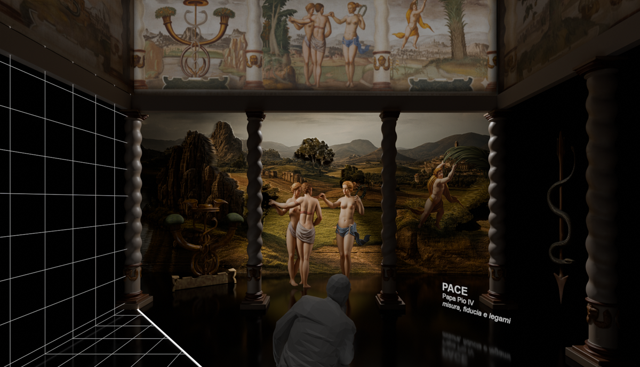 Castello di Melegnano, Sala degli Emblemi. Nuova esperienza in Virtual Reality di ricostruzione degli affreschi (Elaborazione digitale a cura di BSOD)