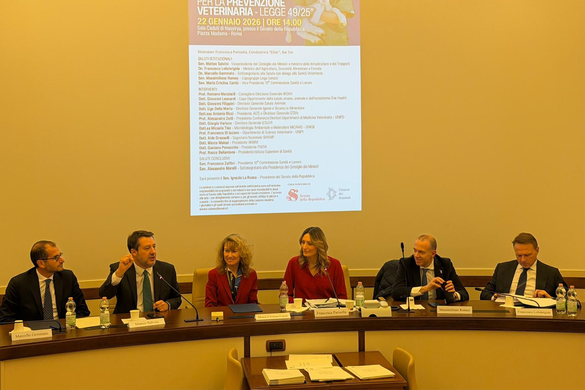 Da sinistra a destra: Marcello Gemmato, Matteo Salvini, Maria Cristina Cantù, Francesca Parisella, Massimiliano Romeo e Francesco Lollobrigida