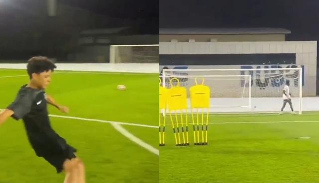 Cristiano Ronaldo affronta il figlio sui calci piazzati: la somiglianza è incredibile