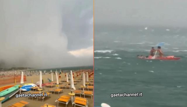 Tromba d’aria a Sperlonga: ombrelloni e lettini volano in spiaggia, paura tra i bagnanti