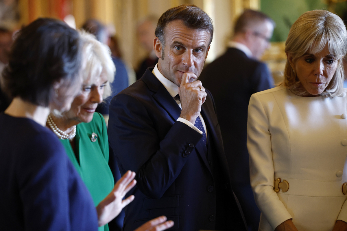 Emmanuel Macron e Camilla Parker Bowles Emmanuel Macron e Camilla Parker Bowles