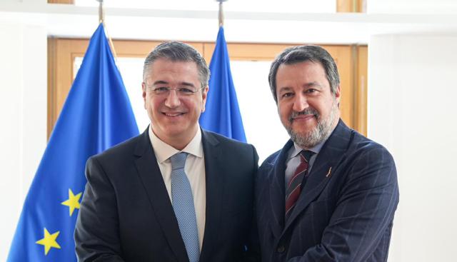 Matteo Salvini con Commissario UE TrasportiApostolos Tzitzikostas