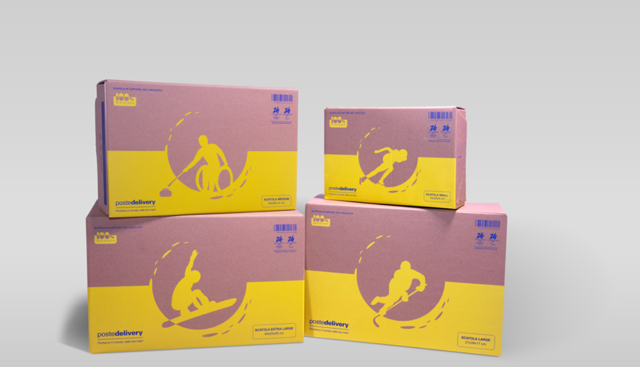 Poste Italiane, spedizioni ecosostenibili con buste e scatole in cartone 100% riciclato: la grafica ispirata a Milano-Cortina 2026