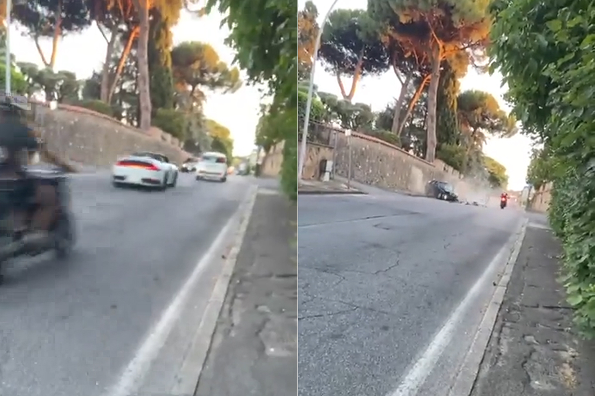 Roma schianto con Porsche a tutta velocità. Anziano grave, conducente fugge a piedi Roma schianto con Porsche a tutta velocità. Anziano grave, conducente fugge a piedi