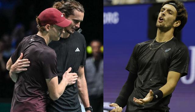 Jannik Sinner e Alexander Zverev - Lorenzo Musetti / foto Lapresse-Ipa Jannik Sinner e Alexander Zverev - Lorenzo Musetti / foto Lapresse-Ipa