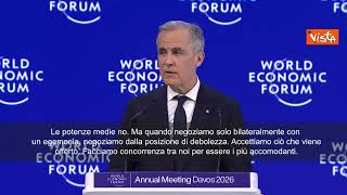 Premier Canada Carney a Davos: Medie potenze devono unirsi attorno al tavolo, o diventano menù