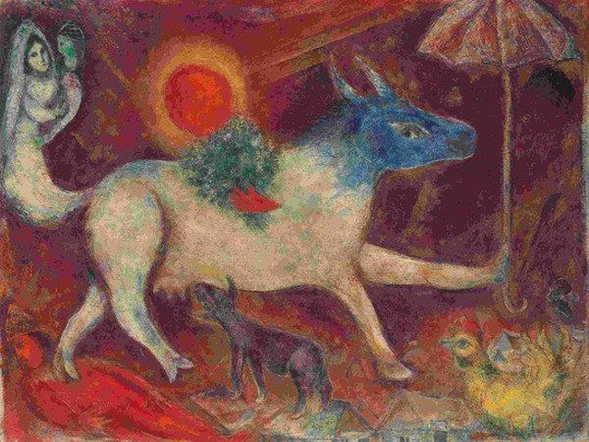 Marc Chagall, La mucca con l'ombrello, 1946, olio su tela. New York, The Metropolitan Museum of Art, Bequest of Richard S. Zeisler, 2007 © Chagall ®, by SIAE 2014 Marc Chagall, La mucca con l'ombrello, 1946, olio su tela. New York, The Metropolitan Museum of Art, Bequest of Richard S. Zeisler, 2007 © Chagall ®, by SIAE 2014