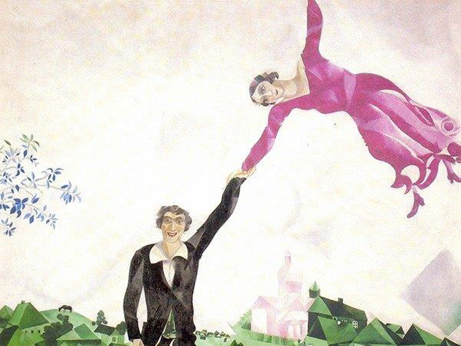 Marc Chagall, La Passeggiata, 1917 1918, olio su tela, 170x163,2 cm. State Russian Museum, San Pietroburgo © Chagall ® by SIAE 2014 Marc Chagall, La Passeggiata, 1917 1918, olio su tela, 170x163,2 cm. State Russian Museum, San Pietroburgo © Chagall ® by SIAE 2014