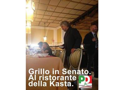 Il Pd prende in giro Beppe Grillo: "Pranza al ristorante della Kasta"