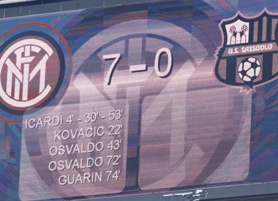 Inter esagerata: altri 7 gol al Sassuolo