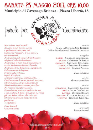Ben venga maggio, ben venga la rosa – Parole per ricominciare
