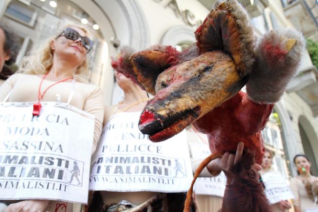 “Nudi” contro le pellicce. Blitz degli animalisti in via Montenapoleone “Nudi” contro le pellicce. Blitz degli animalisti in via Montenapoleone