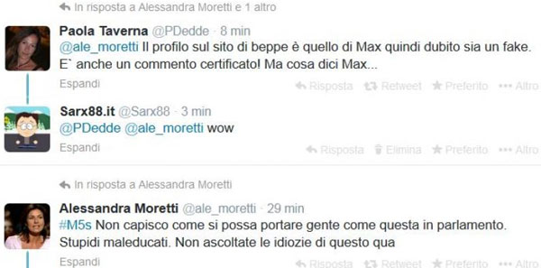 Porno hacker contro Moretti e Taverna. Scambio di battute hard