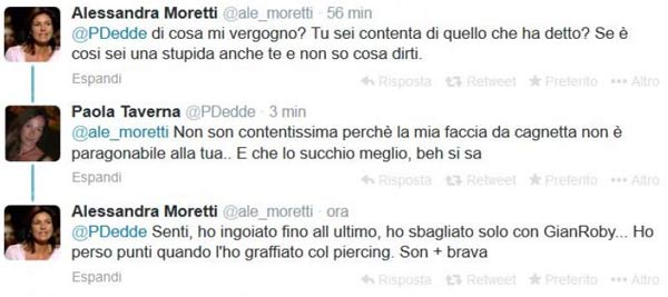 Porno hacker contro Moretti e Taverna. Scambio di battute hard