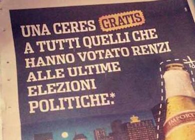 “Birra gratis a chi ha votato Renzi”. Così Ceres ironizza sul premier