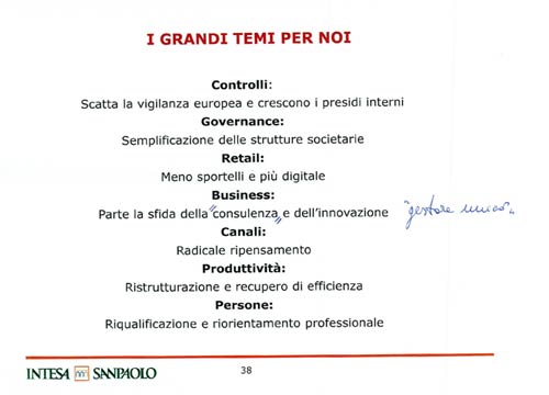Troppi dipendenti in Banca Intesa. Ecco la bozza del piano industriale Troppi dipendenti in Banca Intesa. Ecco la bozza del piano industriale