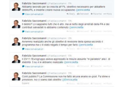 Polemica fra Saccomanni e Bruxelles. Quei tweet al vetriolo dell’ex ministro