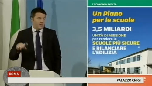 Renzi show in conferenza stampa. Slide, foto e battute coi giornalisti Renzi show in conferenza stampa. Slide, foto e battute coi giornalisti