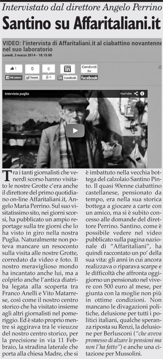 Santino da Affari alla “Vita in diretta”: il ciabattino commuove la Meloni