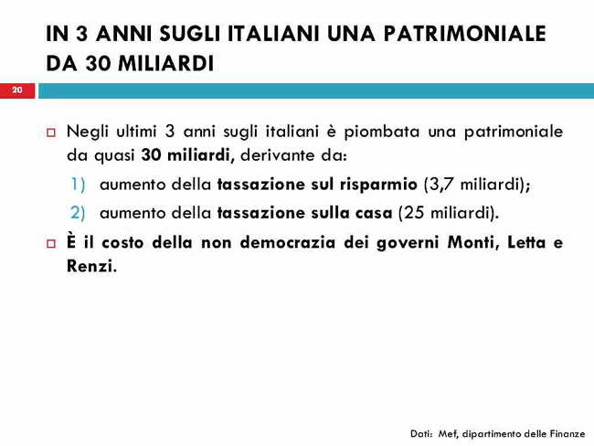 Brunetteide/ Con Monti-Renzi-Letta patrimonialona da 30 miliardi Brunetteide/ Con Monti-Renzi-Letta patrimonialona da 30 miliardi