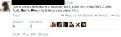 Morte Riva, frasi d’odio su Twitter: “Festeggiamo”