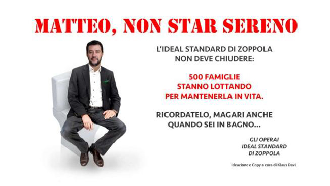 Boschi nella vasca, gli altri sul wc. Lavoro, lo spot anti-politici