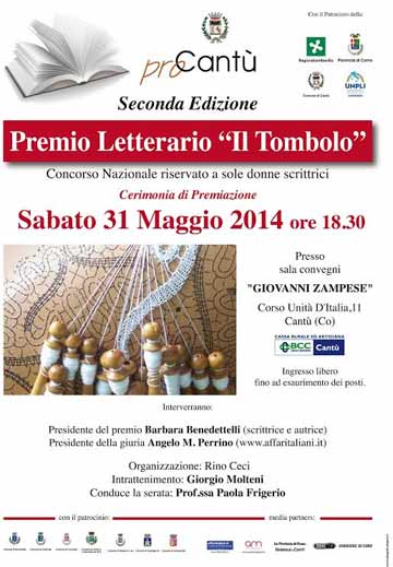 A Cantù la finale della seconda edizione del premio letterario “Il Tombolo”