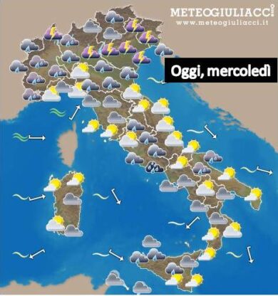 Rovesci pomeridiani fino a domenica