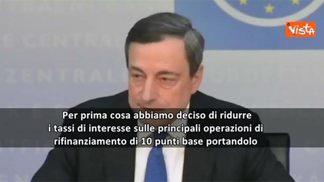 Doppia sforbiciata di Draghi. Costo del denaro allo 0,15% Doppia sforbiciata di Draghi. Costo del denaro allo 0,15%