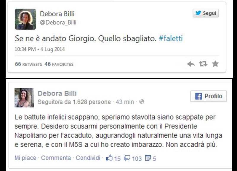 “E’ morto il Giorgio sbagliato”. Bufera sul Tweet della M5s Billi “E’ morto il Giorgio sbagliato”. Bufera sul Tweet della M5s Billi