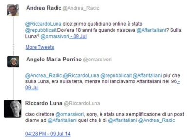 E Twitter rese onore al primo quotidiano online
