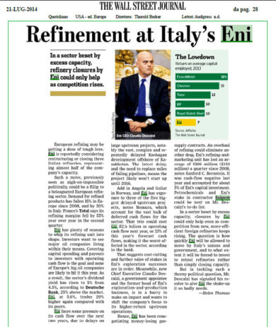 Eni 1/ Svolta sulla raffinazione