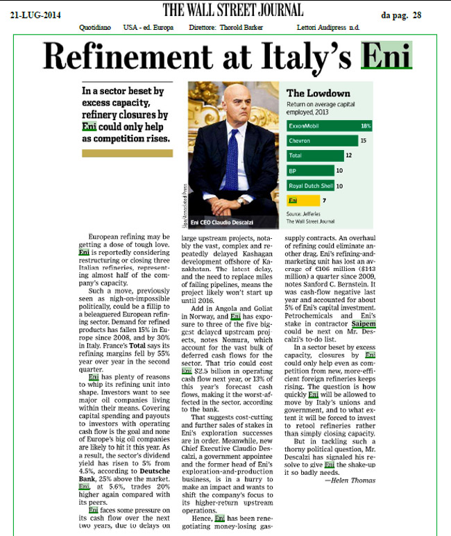 Eni 1/ Svolta sulla raffinazione Eni 1/ Svolta sulla raffinazione