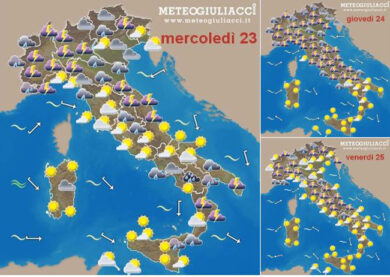 Ancora tempo instabile per tutta la settimana: la mappa