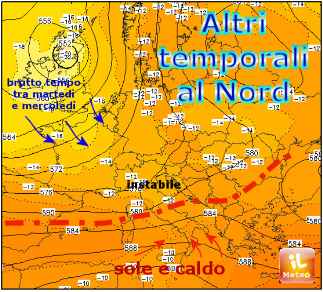 Weekend: temporali a spasso al Nord e al Centro, supercaldo al Sud Weekend: temporali a spasso al Nord e al Centro, supercaldo al Sud