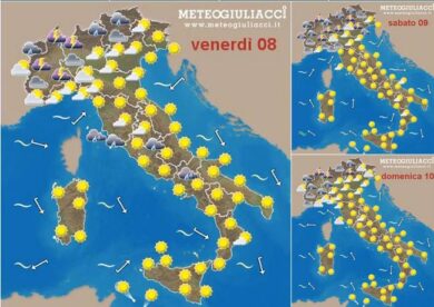 Caldo al Centrosud e temporali al Nord