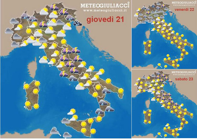 Fino a domenica tempo un po’ instabile al Centronord Fino a domenica tempo un po’ instabile al Centronord