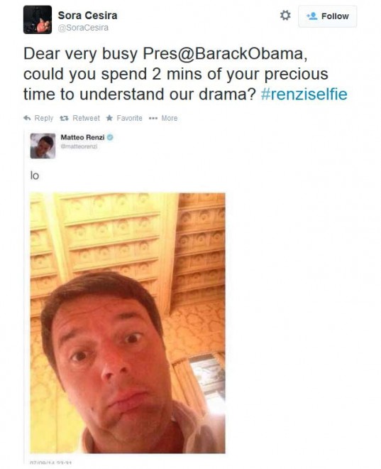 Renzi e il selfie rimosso. Si scatena l’ironia sui social network