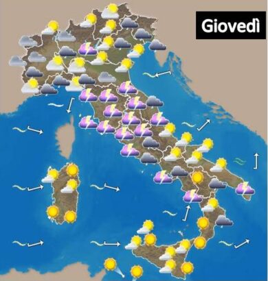 Tempo instabile al Centro. Bel tempo nel fine settimana