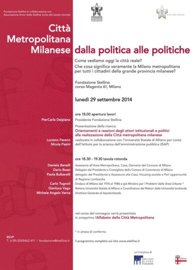 Città Metropolitana, una riflessione alle Stelline