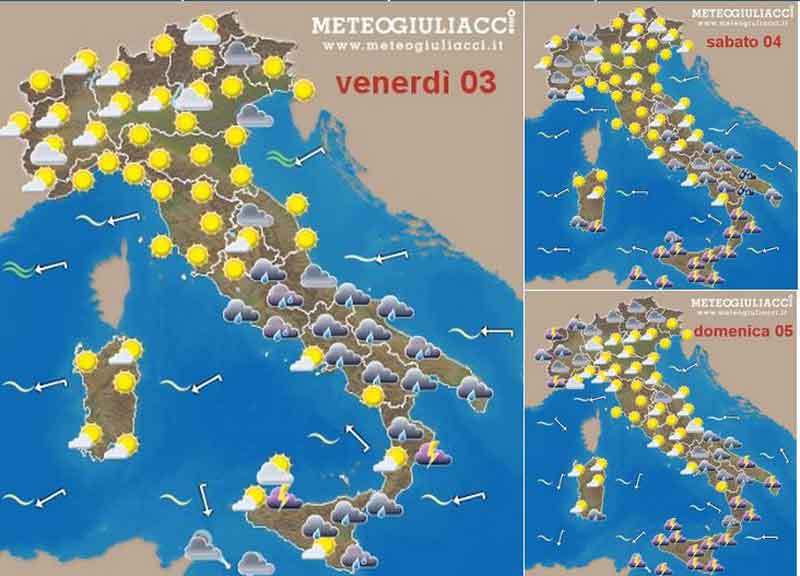 Fine settimana: ancora piogge su Medio Adriatico e al Sud Fine settimana: ancora piogge su Medio Adriatico e al Sud