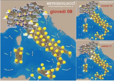 Pioggia al Nord, estate al Sud