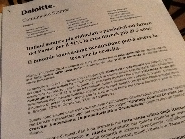 Italiani sempre più pessimisti. “Il binomio innovazione/occupazione è la leva per la crescita”. La ricerca Deloitte Italiani sempre più pessimisti. “Il binomio innovazione/occupazione è la leva per la crescita”. La ricerca Deloitte