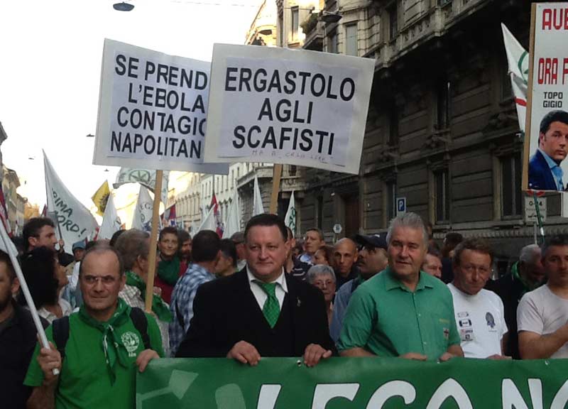 La Lega in piazza contro i migranti. Foto La Lega in piazza contro i migranti. Foto