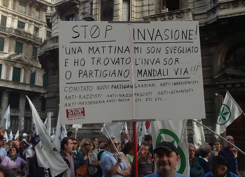 La Lega in piazza contro i migranti. Foto La Lega in piazza contro i migranti. Foto