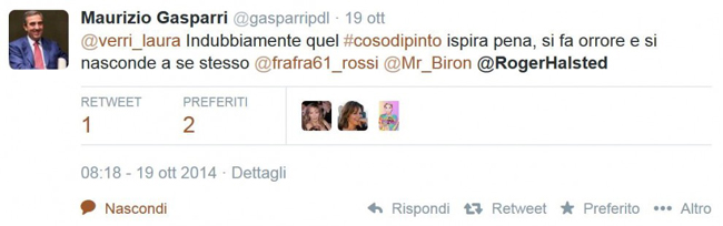 Rissa Gasparri-Fedez su Twitter. E il senatore insulta la fan sovrappeso Rissa Gasparri-Fedez su Twitter. E il senatore insulta la fan sovrappeso