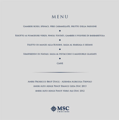 Natale con Msc Crociere: sotto l’albero i menù di Cracco