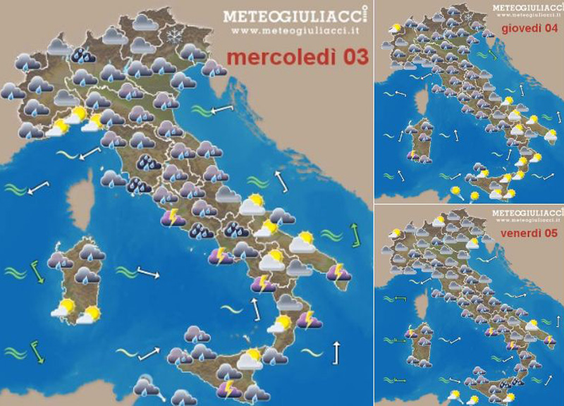Ancora piogge su molte regioni d’Italia. Miniciclone sul Lazio Ancora piogge su molte regioni d’Italia. Miniciclone sul Lazio